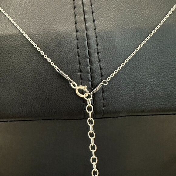 Artisan Hand made Sterling Silver & Pink Weaved Bead Cross Pendant Necklace - Picture 4 of 6